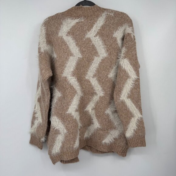 Dreamers neutral open cardigan tan white eyelash mohair look sweater woman’s siz - Picture 9 of 9
